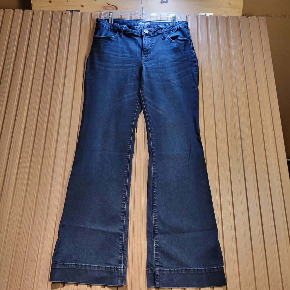 Wrangler Womens Dark Wash Flare Leg High Rise Denim Blue Jeans Size 12